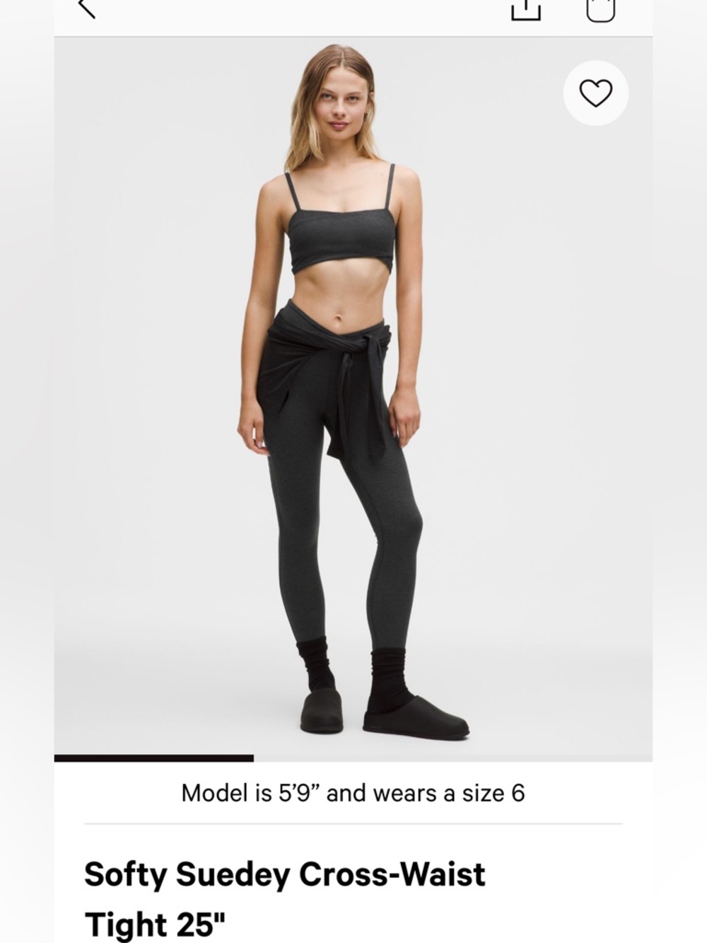 Lululemon softy suedey cross waist tight 25 inch size 6